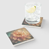 Peach Beauty Steinuntersetzer (Seitenansicht)