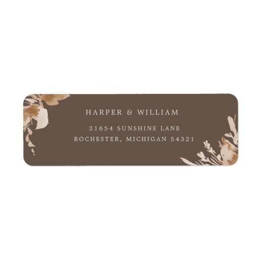 Peach beige Aquarell floral return address label (Vorne)