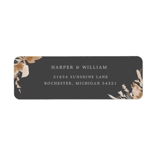 Peach beige Aquarell floral return address label (Vorne)