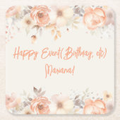 Peach Beige Blume Blumengebäck Party Rechteckiger Pappuntersetzer (Vorderseite)