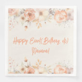 Peach Beige Blume Floral Party Napkins Serviette (Vorderseite)