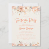 Peach Beige Elfenbeinküste Blume Überraschung Gebu Einladung (Vorderseite)