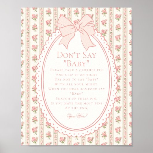 Peach & Beige Fancy Floral Dont Say Baby Game Poster (Vorne)