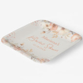Peach Beige Floral on Ivory Brautparty Pappteller (Gewinkelt)