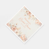 Peach Beige Floral on Ivory Brautparty Serviette (Ecke)