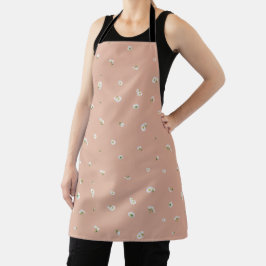 Peach Beige Japanese White Cosmos Floral Pattern Schürze