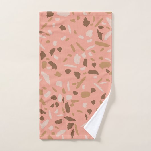 Peach Beige Tan Brown Terrazzo Marmormuster Badhandtuch Set (Handtuch)