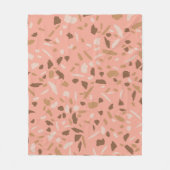 Peach Beige Tan Brown Terrazzo Marmormuster Fleecedecke (Vorderseite)
