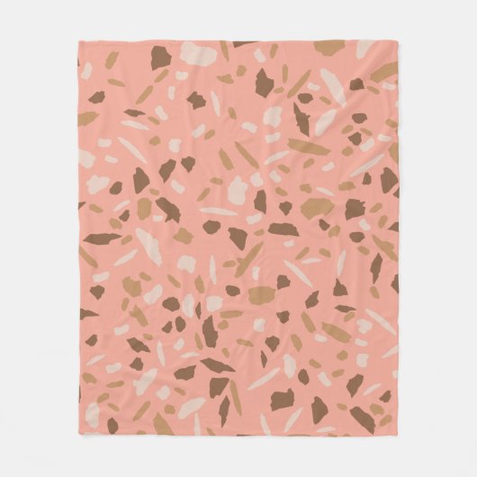 Peach Beige Tan Brown Terrazzo Marmormuster Fleecedecke (Vorderseite)