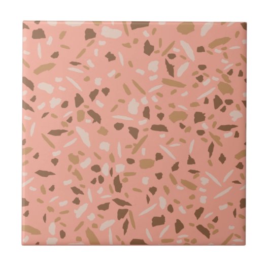 Peach Beige Tan Brown Terrazzo Marmormuster Fliese (Vorderseite)