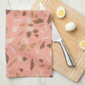 Peach Beige Tan Brown Terrazzo Marmormuster Geschirrtuch (Viertel Falte)