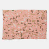 Peach Beige Tan Brown Terrazzo Marmormuster Geschirrtuch (Horizontal)