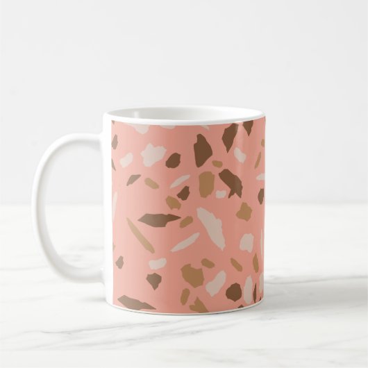 Peach Beige Tan Brown Terrazzo Marmormuster Kaffeetasse (Links)