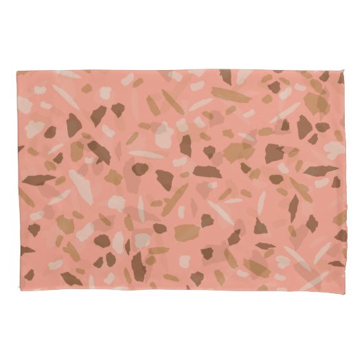 Peach Beige Tan Brown Terrazzo Marmormuster Kissenbezug (Vorderseite-Links)