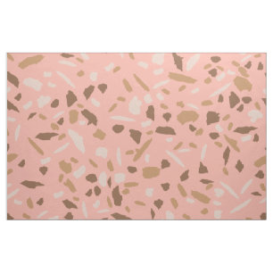 Peach, Beige, Tan Brown Terrazzo Marmormuster Stoff