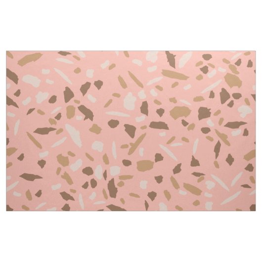 Peach, Beige, Tan Brown Terrazzo Marmormuster Stoff (Yard (91,4 cm))