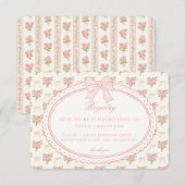 Peach & Beige Vintage Fancy Floral Baby Registry Begleitkarte (Vorne/Hinten)