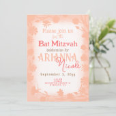 Peach Beige Wild Blume Polka Dots Bat Mitzvah Einladung (Stehend Vorderseite)