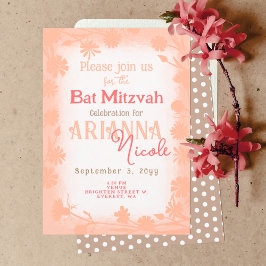 Peach Beige Wild Blume Polka Dots Bat Mitzvah Einladung