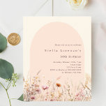 Peach beige Wildblume Budget Geburtstagsausschreib<br><div class="desc">Eine elegante Wildblume. Cremefarbener Hintergrund und pfirsichfarbener Bogen. Die Wildblumen sind in Beige,  Rosa und Aquarell gehalten. 1 Blatt = 1 Einladung mit Druckkante bis Kante.</div>