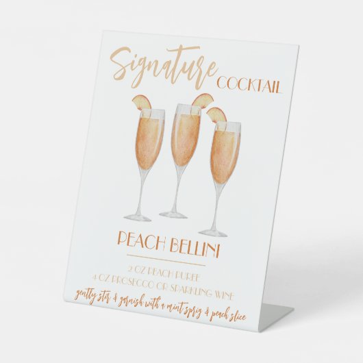 Peach Bellini Signature Cocktail Recipe Sockelschild (Vorderseite)