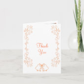 Peach Bells Scrollwork Design Wedding Dankeskarte (Vorderseite)