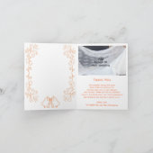 Peach Bells Scrollwork Design Wedding Dankeskarte (Innenseite)