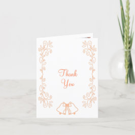 Peach Bells Scrollwork Design Wedding Dankeskarte