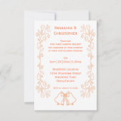 Peach Bells Scrollwork Design Wedding Einladung (Vorderseite)
