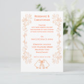 Peach Bells Scrollwork Design Wedding Einladung (Stehend Vorderseite)