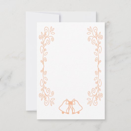 Peach Bells Scrollwork Design Wedding Einladung (Rückseite)