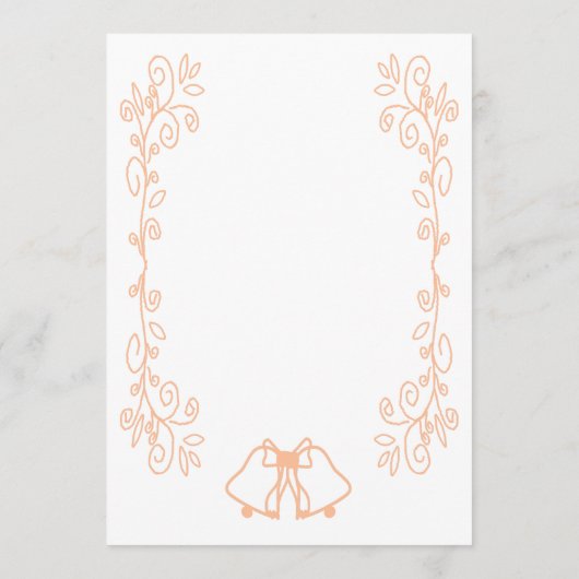 Peach Bells Scrollwork Design Wedding Menükarte (Rückseite)