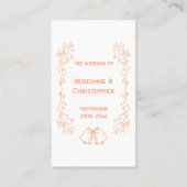 Peach Bells Scrollwork Design Wedding Platzkarte (Rückseite)