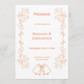 Peach Bells Scrollwork Design Wedding Programm (Vorderseite)