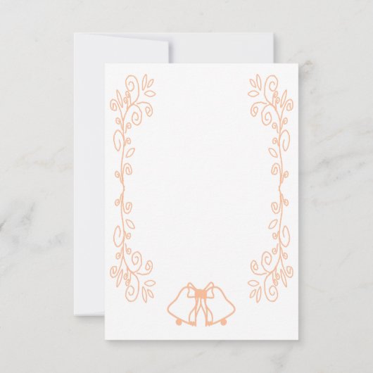 Peach Bells Scrollwork Design Wedding RSVP Karte (Rückseite)
