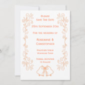 Peach Bells Scrollwork Design Wedding Save The Date (Vorderseite)