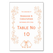 Peach Bells Scrollwork Design Wedding Tischnummer (Rückseite)