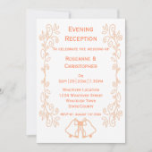 Peach Bells Scrollwork Hochzeitsempfang Einladung (Vorderseite)