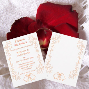 Peach Bells Scrollwork Hochzeitsempfang Einladung