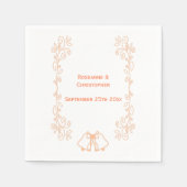 Peach Bells Scrollwork Hochzeitsempfang Serviette (Vorderseite)