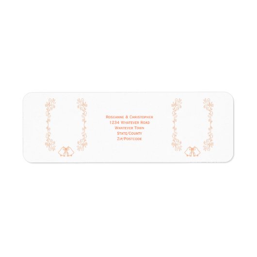 Peach Bells Scrollwork Wedding Rücksendeadresse (Vorne)