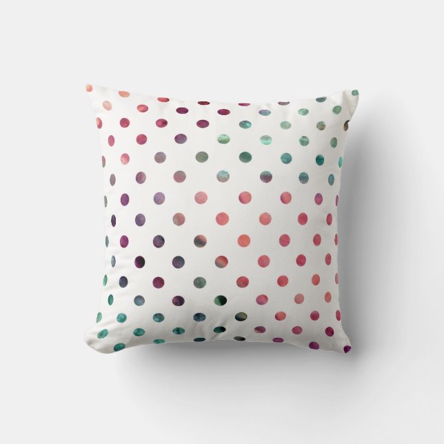 Peach Berry Aquamarin Polka Dots Kissen (Vorderseite)