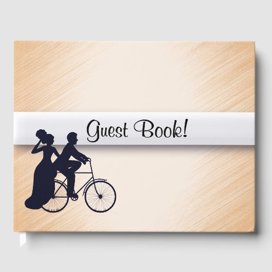 Peach Bicycle Wedding Guest Book Gästebuch (Vorderseite)
