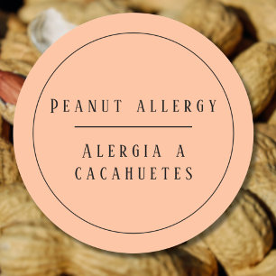 Peach Bilingual Peanut Allergary Alert Spanisch Runder Aufkleber