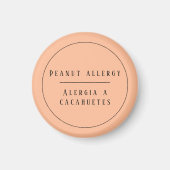 Peach Bilingual Peanut Allergy Alert Magnet (Vorne)