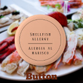 Peach Bilingual Shellfish Allergie Alert Spanisch Button