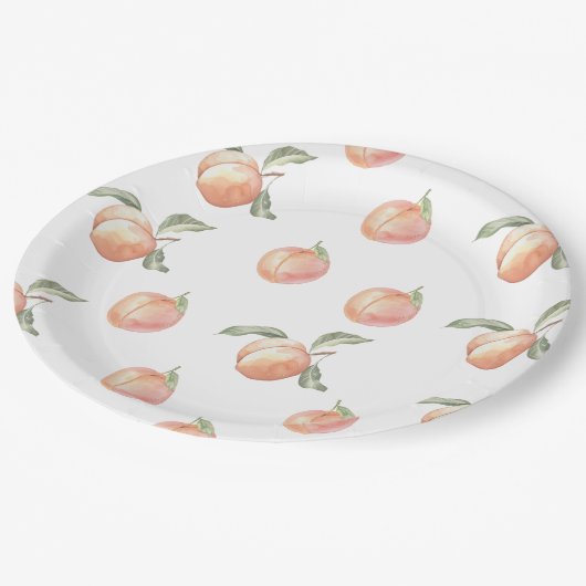 Peach Birthday Party Pappteller (Schrägansicht)