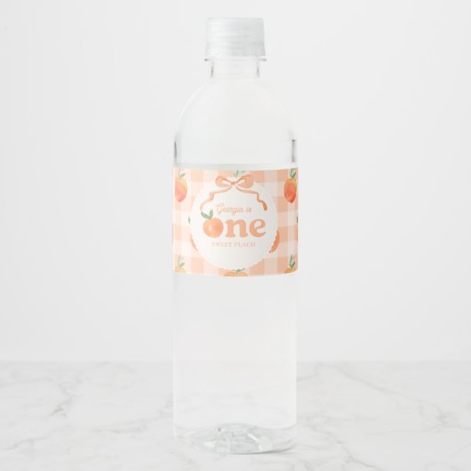 Peach Birthday Water Flasche Labels Wasserflaschenetikett (Vorderseite)