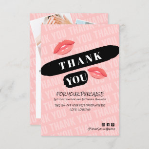 Peach Black Brushstroke Kiss Foto Order Vielen Dan Dankeskarte