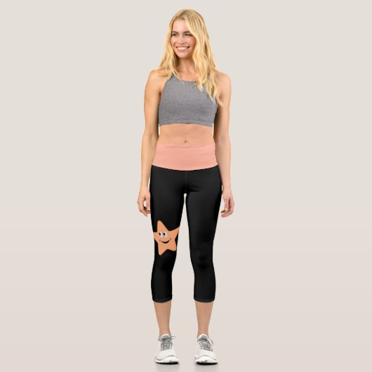 Peach & Black Capri Leggings (Vorderseite)
